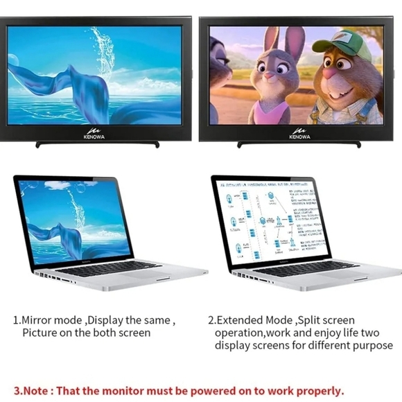 Kenowa 13.3 inch Portable Monitor, PC 16:9 Display with HDMA VGA - Picture 4 of 8